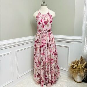 NWT Floral Pink Halter Neck Maxi Dress